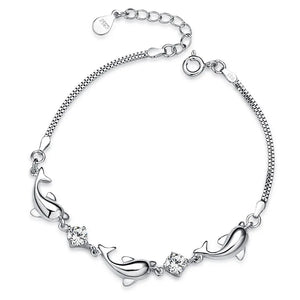 Dolphin Amethyst Bracelet 925 Silver Purple Zircon Crystal Jewelry