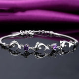 Dolphin Amethyst Bracelet 925 Silver Purple Zircon Crystal Jewelry