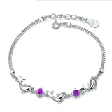 Dolphin Amethyst Bracelet 925 Silver Purple Zircon Crystal Jewelry