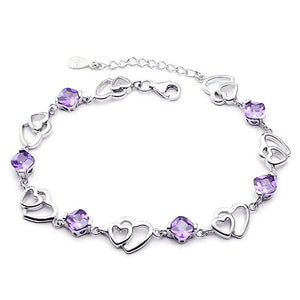 Purple Amethyst Love Bracelet for Women - Romantic Jewelry