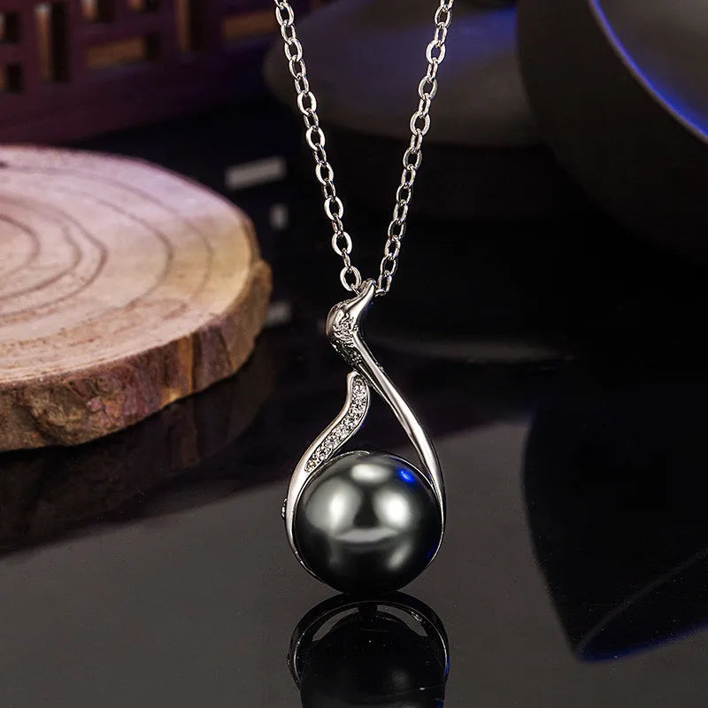Pearl Pendant Necklace Silver Wedding Jewelry