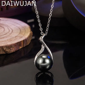 Pearl Pendant Necklace Silver Wedding Jewelry