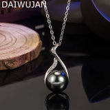 Pearl Pendant Necklace Silver Wedding Jewelry