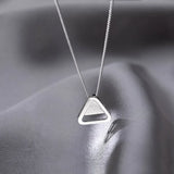 Matte Triangle Pendant Necklace 925 Silver Choker Chain