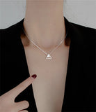 Matte Triangle Pendant Necklace 925 Silver Choker Chain