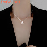 Matte Triangle Pendant Necklace 925 Silver Choker Chain