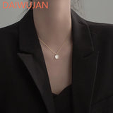 French 925 Silver Pendant Necklace Square Shell Chain Wedding Gift