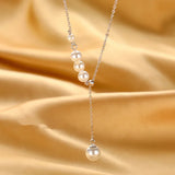 French Silver Plated Chokers Necklace Freshwater Pearls Tassel