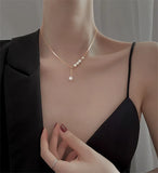 French Silver Plated Chokers Necklace Freshwater Pearls Tassel