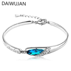DAIWUJAN High Crystal Glass Charm Bracelets & Bangles Silver Bracelet