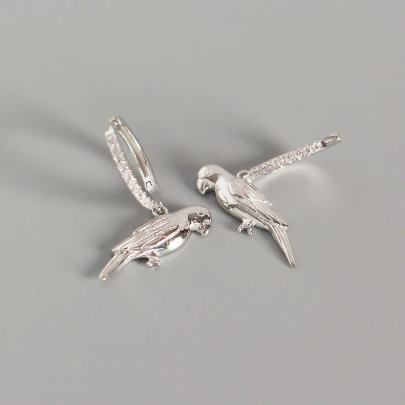 925 Sterling Silver Parrot Hoop Earrings
