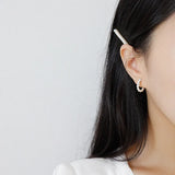 Geometric Round Pearl Earrings 925 Sterling Silver Hoop Earrings