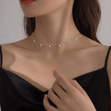 925 Silver Round Beads Disc Choker Necklace for Women