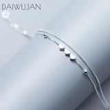925 Silver Heart Beads Box Chain Bracelet for Women