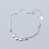 925 Silver Heart Beads Box Chain Bracelet for Women