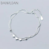 925 Silver Heart Beads Box Chain Bracelet for Women