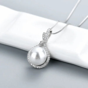 Simulated Pearl Pendant Necklace 925 Silver Jewelry