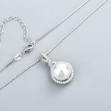 Simulated Pearl Pendant Necklace 925 Silver Jewelry