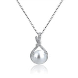 Simulated Pearl Pendant Necklace 925 Silver Jewelry