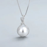 Simulated Pearl Pendant Necklace 925 Silver Jewelry