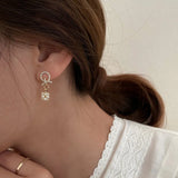 Zircon Pearl Earrings Small 925 Sterling Silver Stud Wedding Party Jewelry