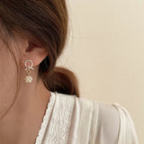 Zircon Pearl Earrings Small 925 Sterling Silver Stud Wedding Party Jewelry