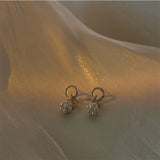 Zircon Pearl Earrings Small 925 Sterling Silver Stud Wedding Party Jewelry
