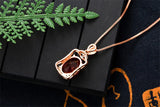 Crystal Ruby Pendant Necklace 18K Rose Square Gemstone Chain