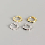 Crystal Zircon 925 Silver Huggie Earrings Small Circle Studs Fine Jewelry