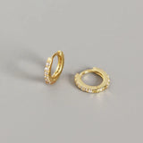 Crystal Zircon 925 Silver Huggie Earrings Small Circle Studs Fine Jewelry