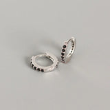 Crystal Zircon 925 Silver Huggie Earrings Small Circle Studs Fine Jewelry