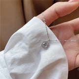 Sterling Silver Crystal Pendant Necklace Zircon Bridal Wedding Jewelry