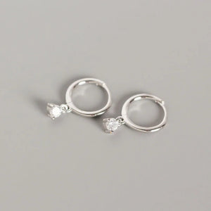 925 Silver Zircon Hoop Earrings Circle Round Jewelry