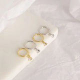 925 Silver Zircon Hoop Earrings Circle Round Jewelry