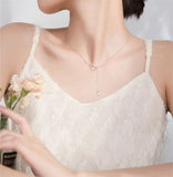 925 Silver Hollow Heart Y Choker Necklace for Women Girls