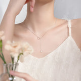 925 Silver Hollow Heart Y Choker Necklace for Women Girls