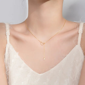 925 Silver Hollow Heart Y Choker Necklace for Women Girls