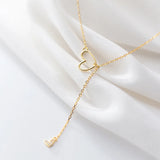 925 Silver Hollow Heart Y Choker Necklace for Women Girls
