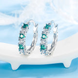 Silver Purple Green Crystal Zircon Hoop Earrings For Women Girl