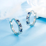 Silver Purple Green Crystal Zircon Hoop Earrings For Women Girl