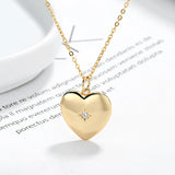 925 Silver Heart Pendant Zircon Necklace for Women
