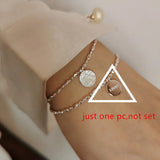Sparkling 925 Silver Charm Bracelet Round Card Pendant Women Party Jewelry