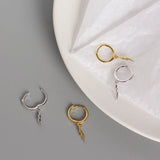 Punk Lightning Pendant Hoop Earrings 925 Sterling Silver Oorbellen Brincos