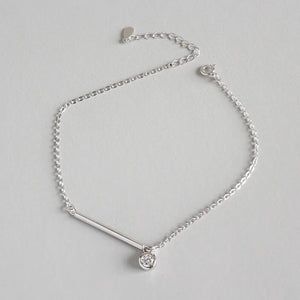 925 Silver Zircon Anklet Bracelet Minimalist Jewelry for Women