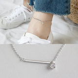 925 Silver Zircon Anklet Bracelet Minimalist Jewelry for Women