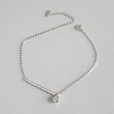925 Silver Zircon Anklet Bracelet Minimalist Jewelry for Women