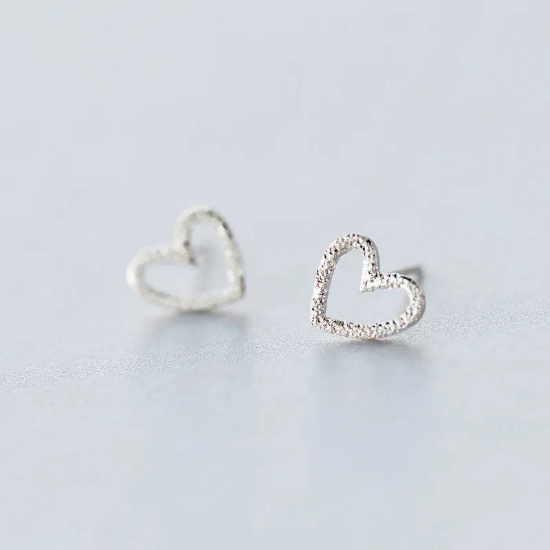 925 Silver Heart Stud Earrings for Women Party Jewelry Gift