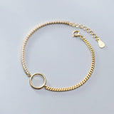 925 Sterling Silver Circle Chain Crystal Tennis Bracelet for Women