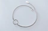 925 Sterling Silver Circle Chain Crystal Tennis Bracelet for Women
