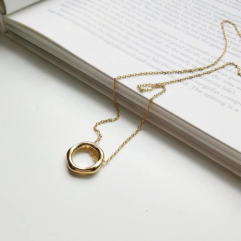 925 Silver Irregular Geometric Pendant Necklace for Women